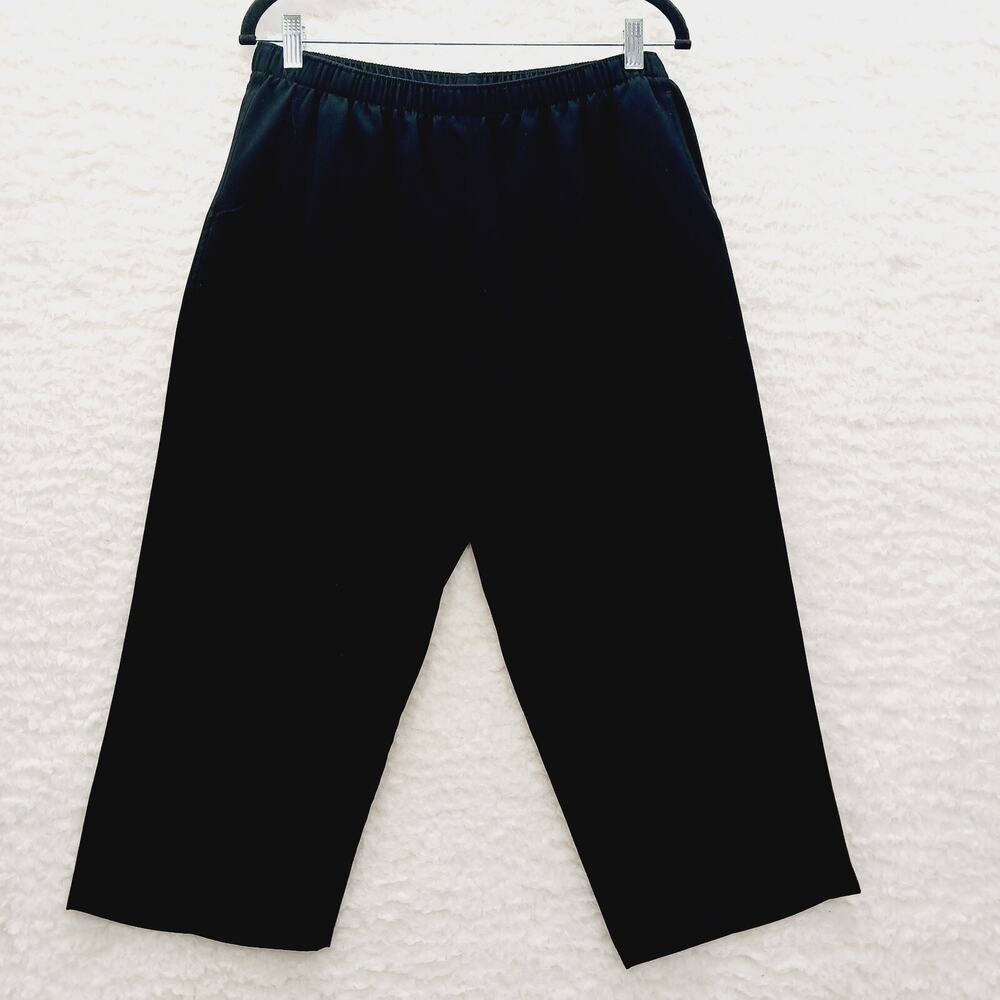 Pants Capri Black Goth Minimalist Office Chic Quiet Luxury Casual Boho Size 14